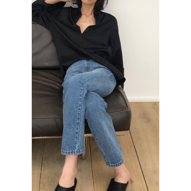 MMCC2022 spring new black shirt loose long-sleeved casual black shirt temperament women