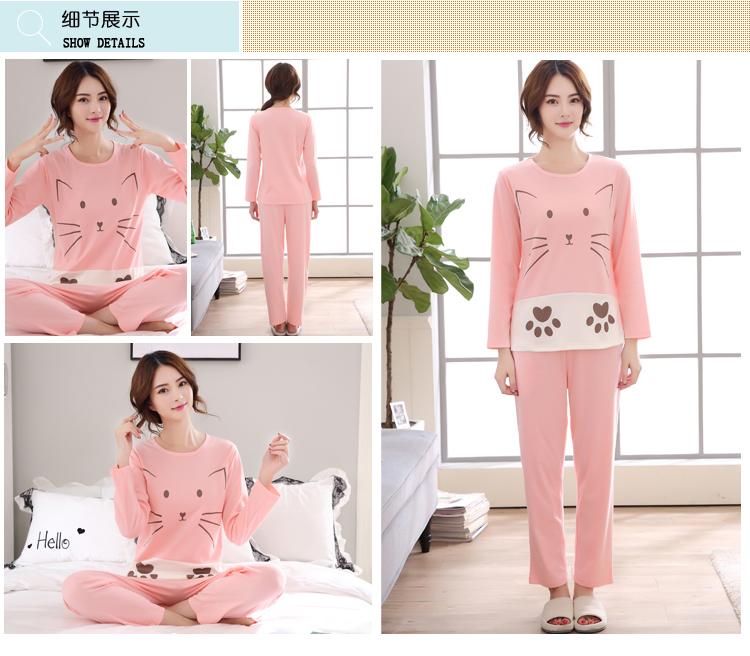 Có thể mặc bên ngoài đồ ngủ mùa thu nữ phiên bản Hàn Quốc của cotton dài tay mùa thu và đồ ngủ mùa đông nữ dễ thương hoạt hình phù hợp với dịch vụ nhà quần áo ngủ cao cấp