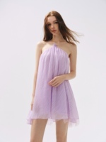 MOODxMIURA Purple Chiffon Crystal Neck Dress Wrinkled Floating A-line Sling Skirt for Women 25 Spring and Summer New