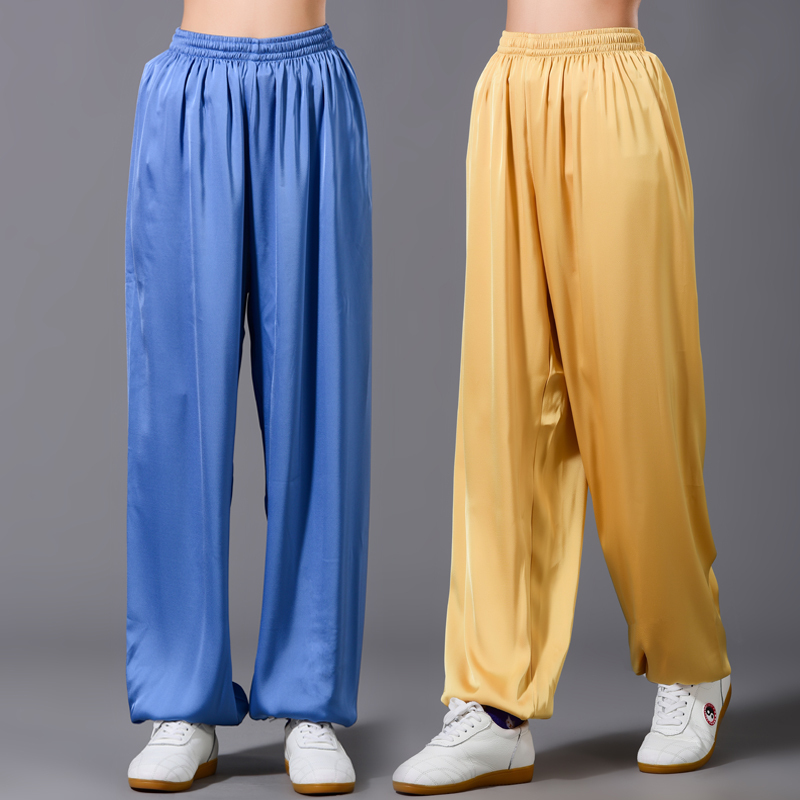 Hengshu Ice Silk Satin Spring and Summer Tai Chi Pants Practice Pants Casual Lantern Martial Arts Pants Yoga Breathable Fitness Morning Exercise Pants