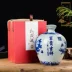 Bình gốm 5 kg cảnh quan chai gốm màu xanh trắng Jingdezhen trắng sứ trắng và trắng rỗng chai rượu vang Rượu vang