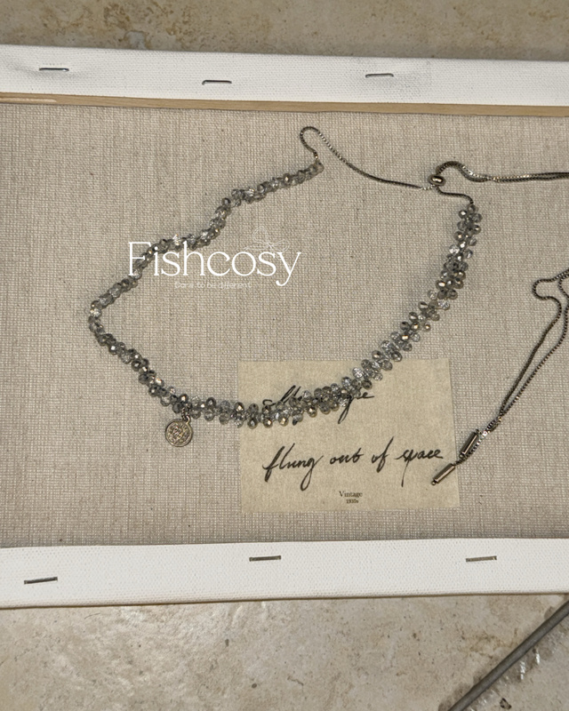 Hand-Woven Vintage Crystal Baroque Style Necklace, Clavicle Chain with Adjustable Pull-String, Reversible