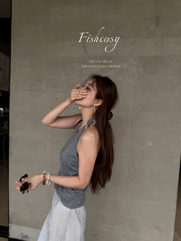 V-Neck Halter Top Fishcosy Korean New Product Soft Wool Knit Base Camisole Super Versatile