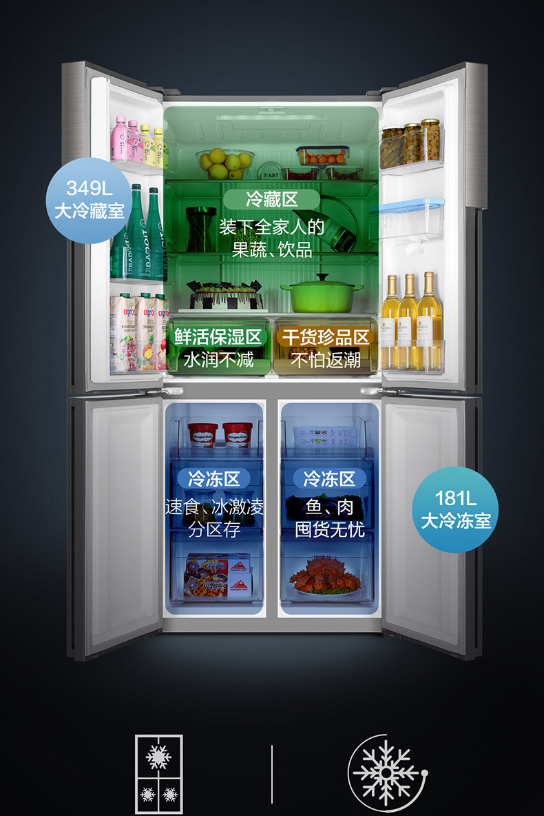 海尔 变频 风冷 时尚水吧 干湿分储 智能四门冰箱 图10