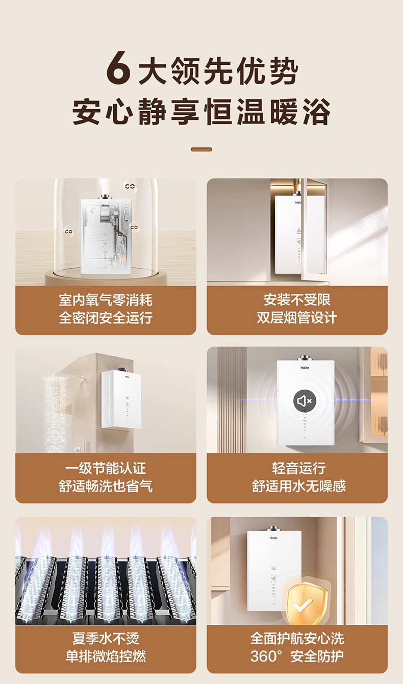 海尔按摩椅Haier海尔平衡式燃气热水器天然气13升恒温家用洗澡节能浴室安装ZH3PRO详情4