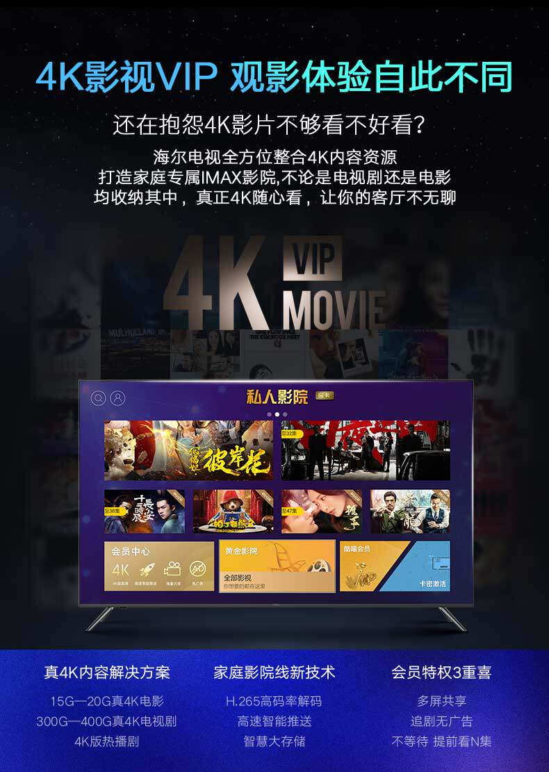 海尔 LU65C61 65英寸 全面屏4K超高清智能液晶电视 图6