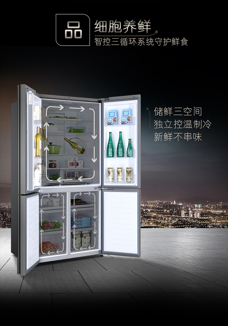 海尔高端 卡萨帝 变频 风冷 一级能效 十字对开门冰箱 629L 图7