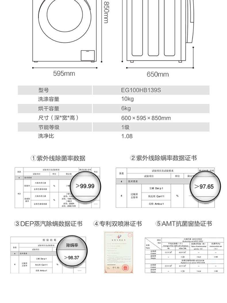 海尔 EG100HB139S 变频洗烘一体滚筒洗衣机 10kg 图15