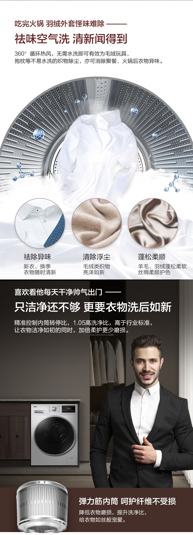 海尔 洗烘一体 全自动变频滚筒洗衣机 10KG 图7