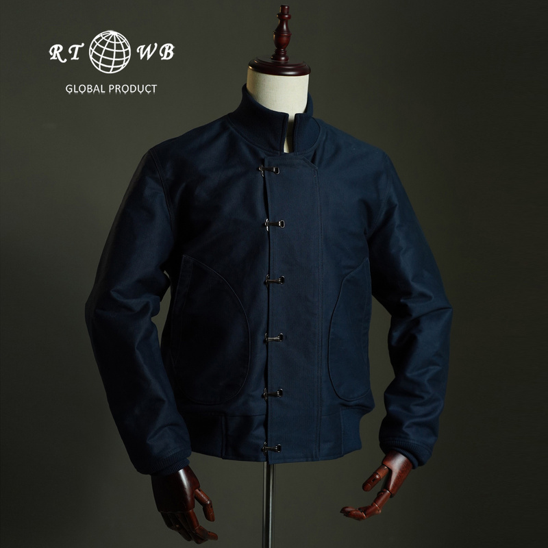 Worldwide Production World War Ii Replica U.S. Ship Deckhook Brass Buckle Deck Jacket Navy Vintage Wool Coat