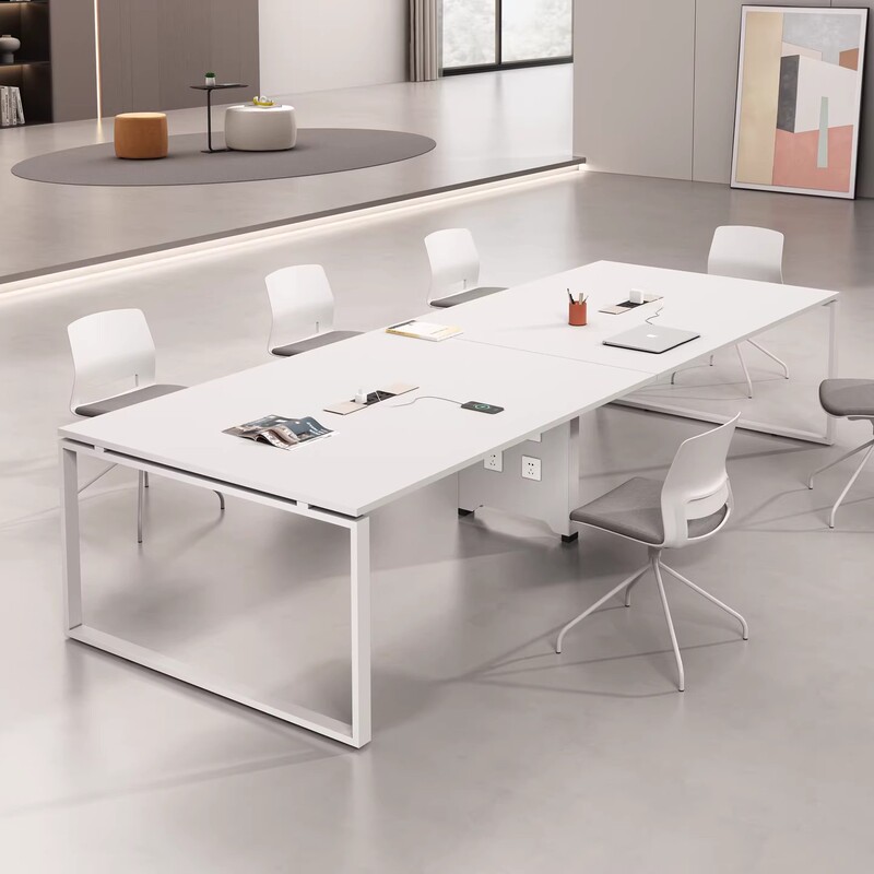 Conference Table, Simple and Modern Long Table, Small Negotiation Table, Long Table, Office Desk and Chair Combination, White Rectangular Table