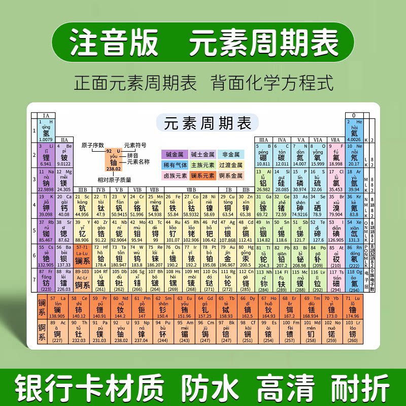 注音版元素周期表,助力初中化学学习?📚-玩具挂图/认知卡-淘宝好物网