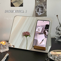 Folding mirror portable makeup mirror desktop standable high-end student dormitory makeup mirror office home