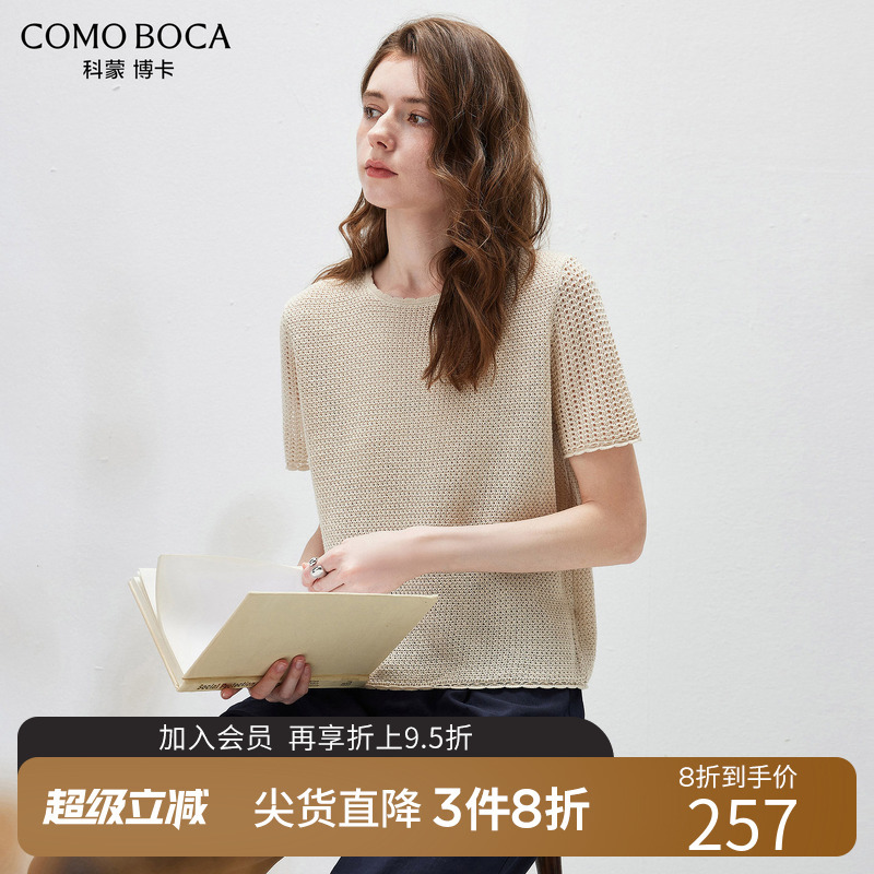 Comenboka 2026 Spring/Summer New Linen Short-Sleeve Knit Shirt Women's Plaid Hollow T-Shirt Casual Top Comenboka 2026 Spring/Summer New Linen Short-Sleeve Knit Shirt Women's Plaid Hollow T-Shirt Casual Top