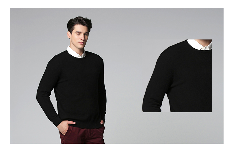 Como Boca mùa xuân mới cashmere áo len nam rắn màu cơ sở vòng cổ áo thun áo len áo len giản dị