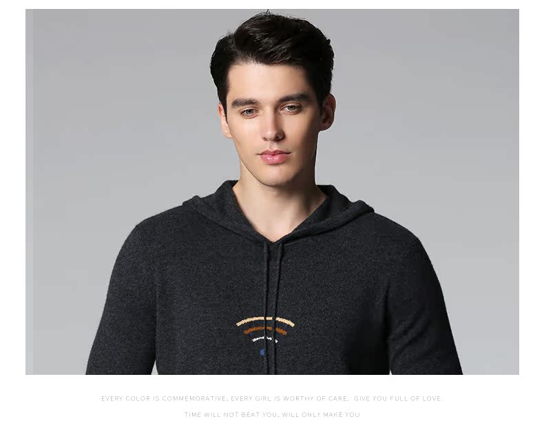 Como Boca mùa thu và mùa đông mới cashmere áo len nam hoodie WIFI mẫu thời trang giản dị áo len áo len