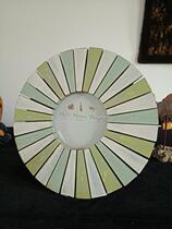  Foreign trade export Mediterranean American country style solid wood grinding old round gear photo frame half moon bend