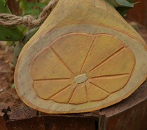  Original ecological handmade simple wood carving process pan-black yellow defect clear yellow lemon old dirty bump