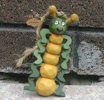  Handmade natural wood Super special price Childhood wooden man I am a small green worm