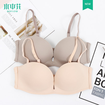 水中花无肩带隐形文胸小胸厚杯聚拢上托防滑无带半杯内衣女胸罩-tmall.com天猫