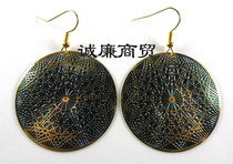 Copper earrings-large green mesh 51390015