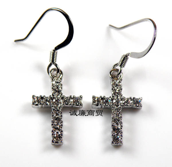 Fashion Jewelry Earrings-Crystal Cross