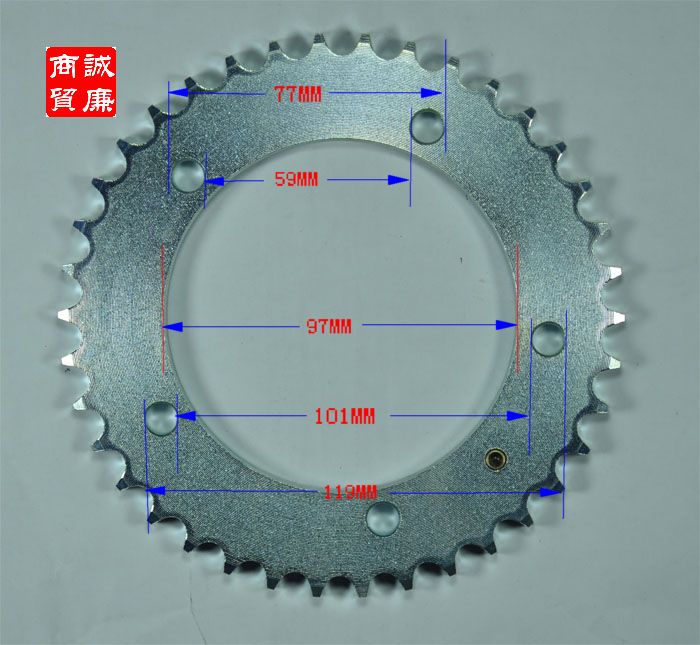 Xe máy 38 răng Thép bạc 1 thế hệ 428 thiết bị bay lớn / xích 5 lỗ lớn bay lớn Bánh xích lớn bộ nhông xích xe máy