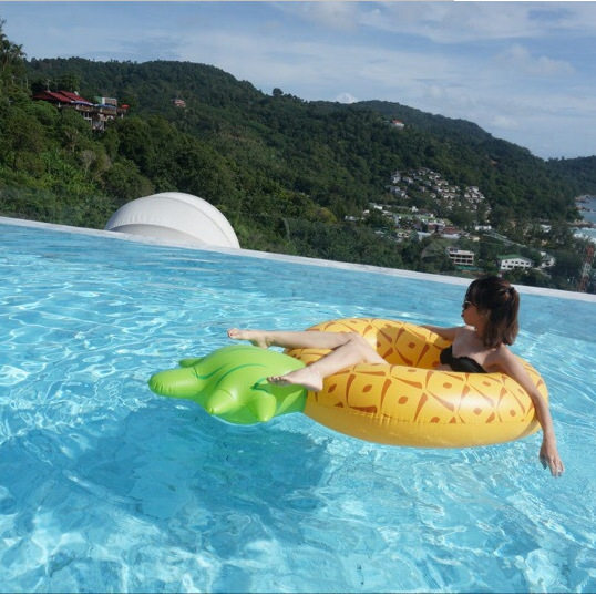 Thickened Enlarged Adult Inflatable Swimming Ring Pineal Swimming Ring Pineapples Floating Drainage Fruit Lifebuoy Gas Canister
