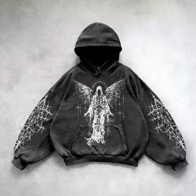 Худи Череп на верхушке Oversized принт худи для мужчин и женщин