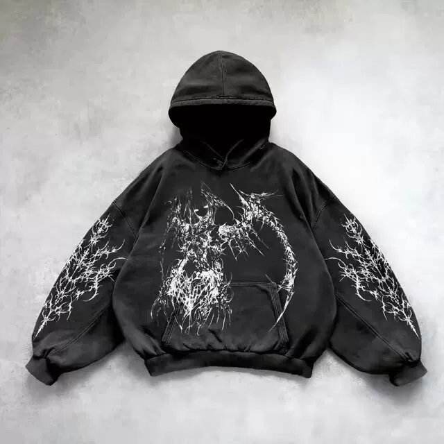 Худи Череп на верхушке Oversized принт худи для мужчин и женщин