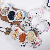 Baby dinner plate childrens cutlery bowl can be microwave ceramic heating breakfast plate box split cartoon dividing lunch box cute
