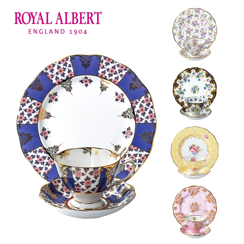 Royal Albert Royal Albert Centenary Series Regency Blue Bone China Coffee Cup and Saucer Three-Piece Set English Style