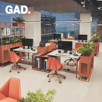 Modern minimalist staff station Office table and chairs Combined face to face Double quadman 6 4 6 Screen cassette partition