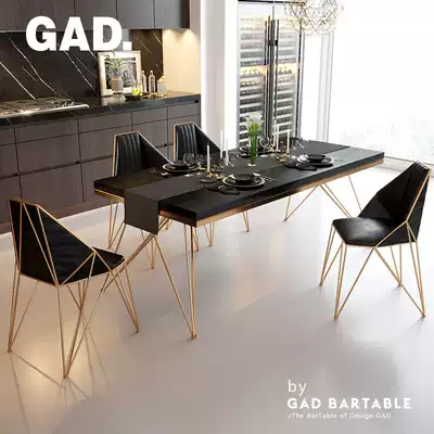 GAD Dracula first year black gold dining chair Household solid wood dining table and chair combination modern simple small apartment dining table