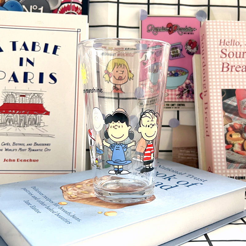 Original Genuine Peanuts Comic Snoopy Charlie Brown Cute Cartoon Transparent Glass Cup Milk Tea Cup