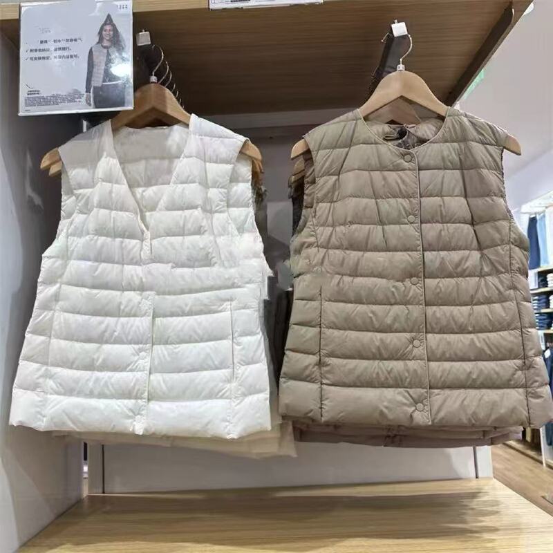 2025 New Lightweight down Jacket Women's Inner Vest Round Neck V-Neck Thin down Inner Vest 453275