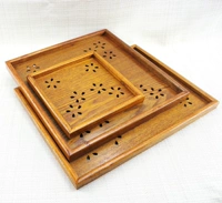 Khay trà gỗ kiểu Nhật, khay vintage, khay gỗ, vuông zakka, khay trà hình chữ nhật, khay rò rỉ, khay hoa anh đào dễ thương đĩa gỗ đẹp