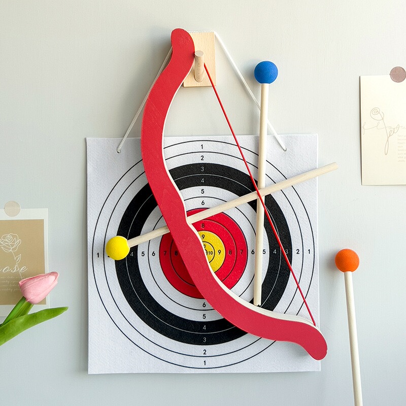 Export Trade Memphis Safety Soft Arrow Wooden Bow and Arrow Toy Set with Three Arrows for Children Aged 4-6 Years Old