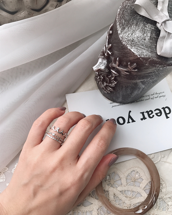 [Bạc] Suguang ~ 925 sterling bạc đơn giản đôi vòng tròn flash khoan sóng nhỏ vương miện mở nhẫn nữ nhẫn vàng tây nam
