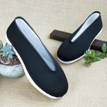 Black old Beijing cloth shoes mens handmade melaleuca bottom dress Yuanyuan mouth middle-aged old man Dad casual shoes