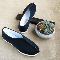 Old Beijing cloth shoes mens handmade melaleuca bottom spring foot cover monk monk shoes lay dress black round head middle-aged
