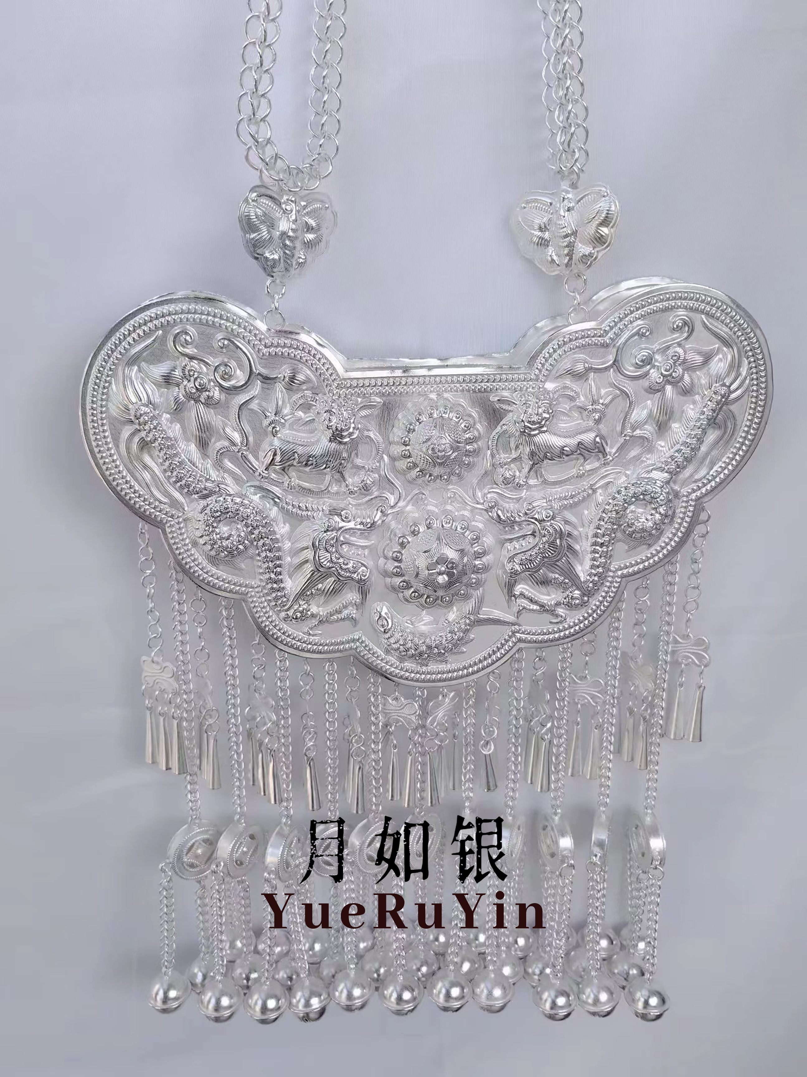 The month of the month such as silver) Pure handmade original designer brand 999 pure silver Miao ethnic containing silver lock private custom collection-Taobao