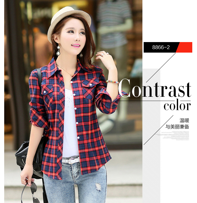 Xuân 2018 mới áo cotton kẻ sọc cát nữ dài tay phiên bản Hàn Quốc của chiếc áo khoác sinh viên hoang dã tự trồng 	áo sơ mi cổ trụ nữ dài tay	