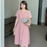 Летняя элегантная длинная юбка, приталенный корсет, платье с коротким рукавом, большой размер, V-образный вырез