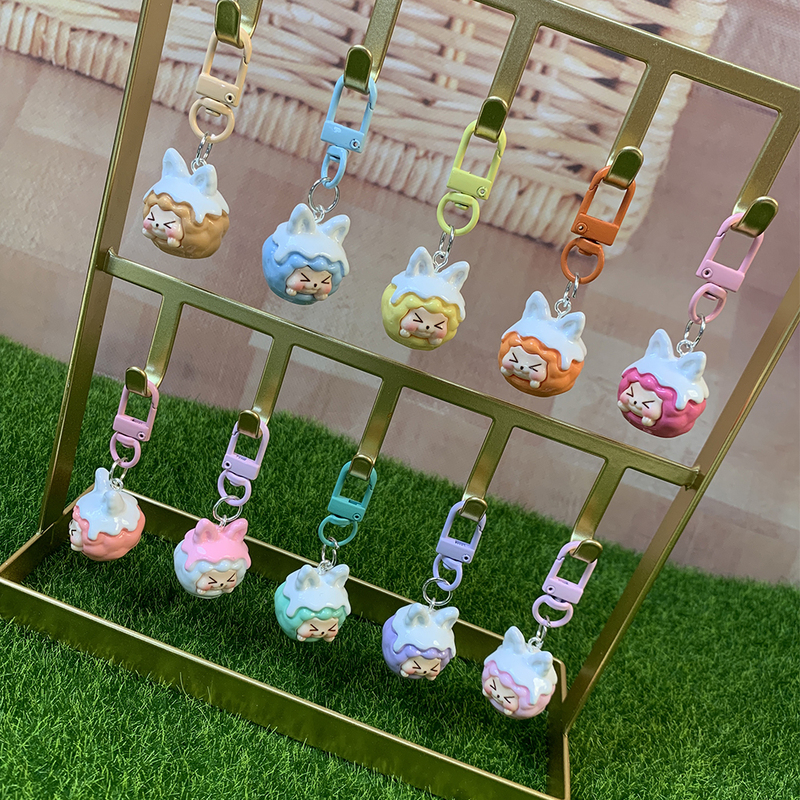 Price for a Set of 10~ Solid Color Kiki Resin Keychain DIY Phone Chain Accessory Ornaments Children's Day Gift