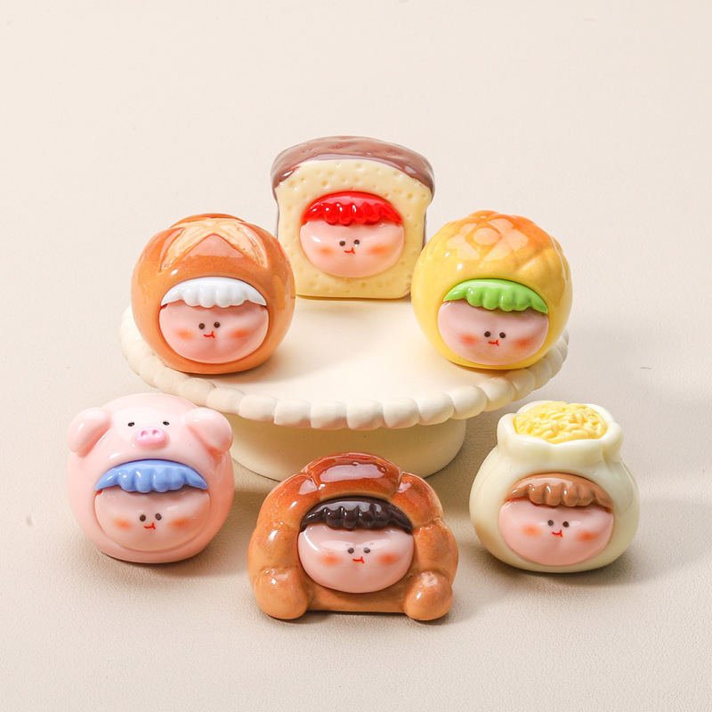 Price for a Set of 6 ~ Breakfast Buns, Bread, Pastries, Resin Accessories, Keychain Charms