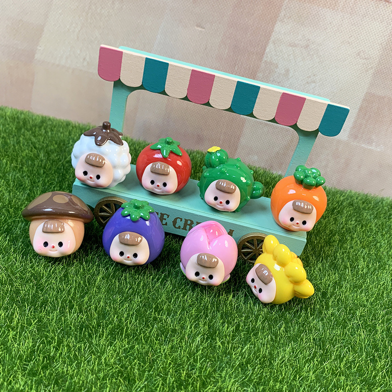 8-Piece Set Price ~ Solid Color Vegetable Plant Sister Resin Accessories Desktop Car Stereo Ornament Keychain
