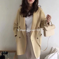 Bây giờ * hàng hóa Dongdaemun Hàn Quốc mua 18 mùa thu và mùa đông đến và nhận áo khoác ngắn cashmere hai mặt của phụ nữ măng tô nữ