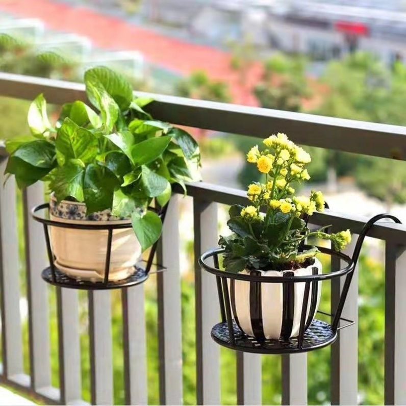 Balcony Flowerpots Rack Hanging Railings Home Suspended Guardrails Iron Art Gold Gado Meat Hanging free to install Flower Basket Racks