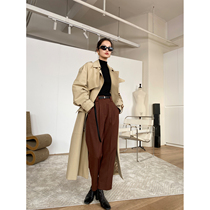 MRS Studios original design Vtg retro classic solid closedown waist temperament outline windcoat jacket 3 colors